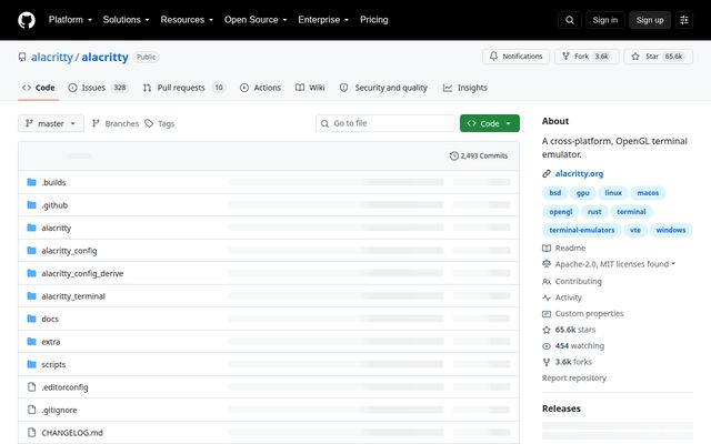 Alacritty website screenshot