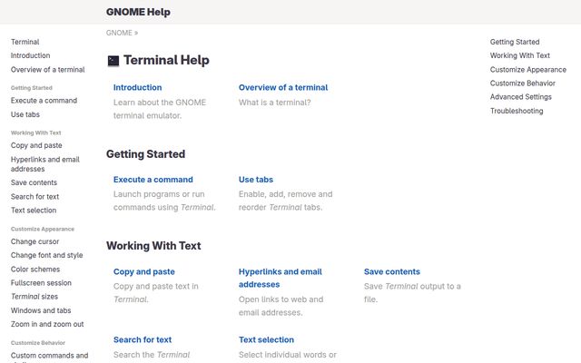 Gnome Terminal website screenshot