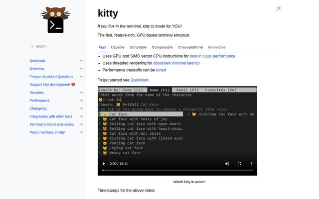 Kitty website screenshot