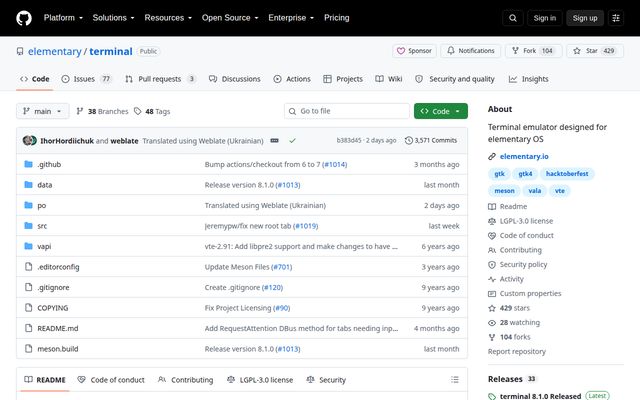 Pantheon / Elementary website screenshot