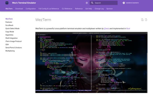 Wezterm website screenshot